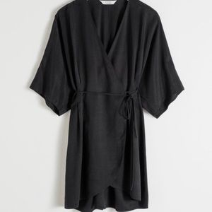 & other stories black wrap dress